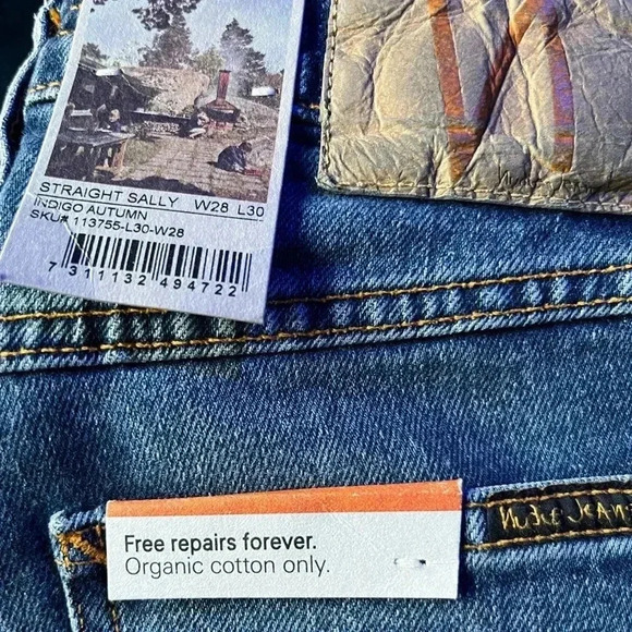 NWT Nudie Jeans Straight Sally Indigo Autumn Straight Leg - Picture 10 of 10